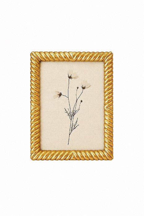 Porta Retrato Dourado Em Poliresina E Vidro - 15x20cm - Mart