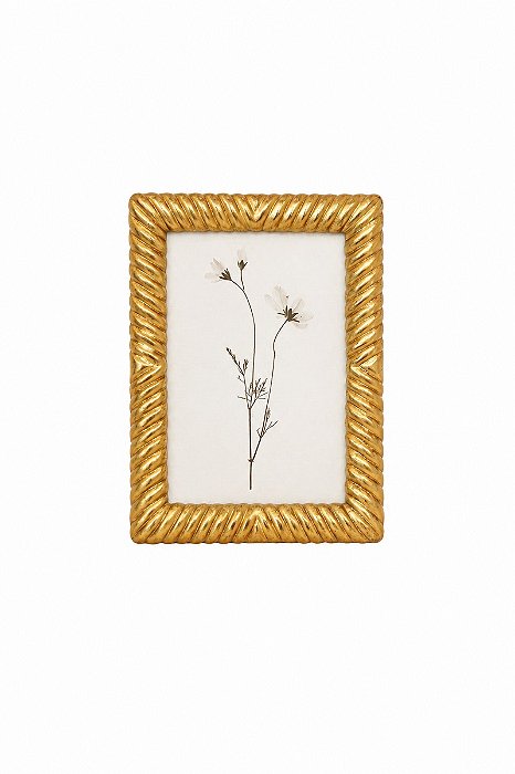 Porta Retrato Dourado Em Poliresina E Vidro - 10x15cm - Mart