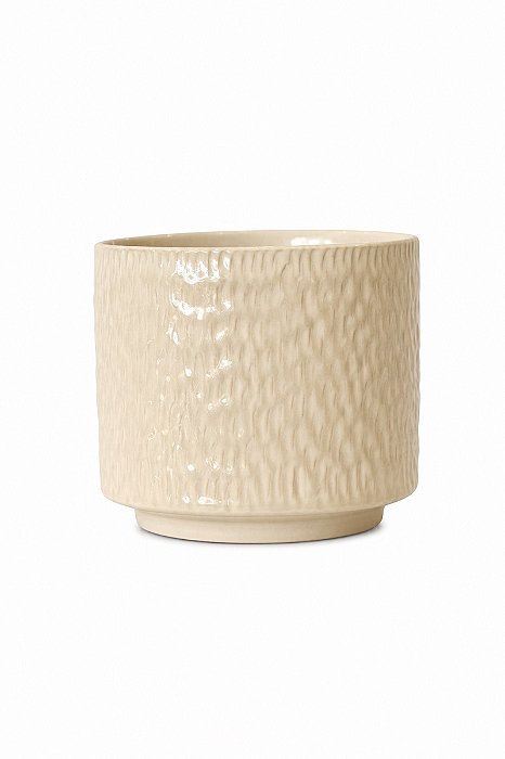 Cachepot Em Cerâmica Branco Tramado - Mart