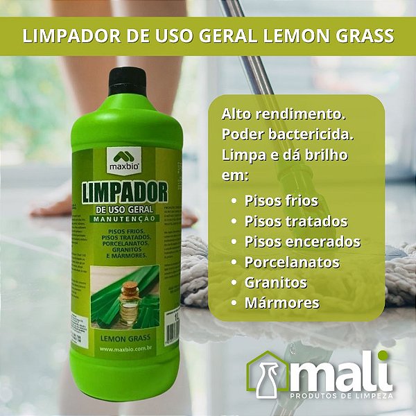 LIMPADOR DE USO GERAL LEMON GRASS MAXBIO 1L COM CITRONELA