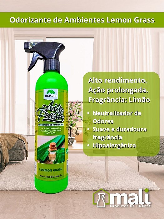 ODORIZANTE DE AMBIENTES AIRFRESH 12H MAXBIO LEMON GRASS 500 ML