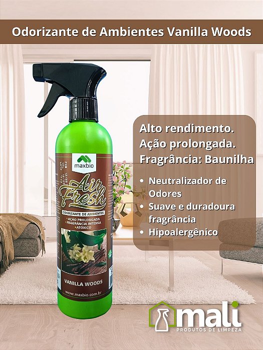 ODORIZANTE DE AMBIENTES AIRFRESH 12H MAXBIO VANILLA WOODS 500ML