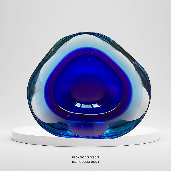 Prato de Cristal para Moedas - Azul Bicolor, 1970