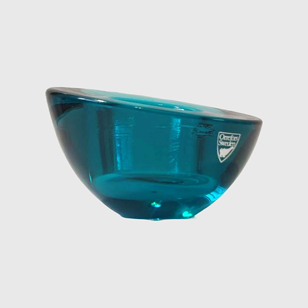 Porta-Vela Votiva em Cristal Azul-Petróleo Orrefors - Martti Rytkönen