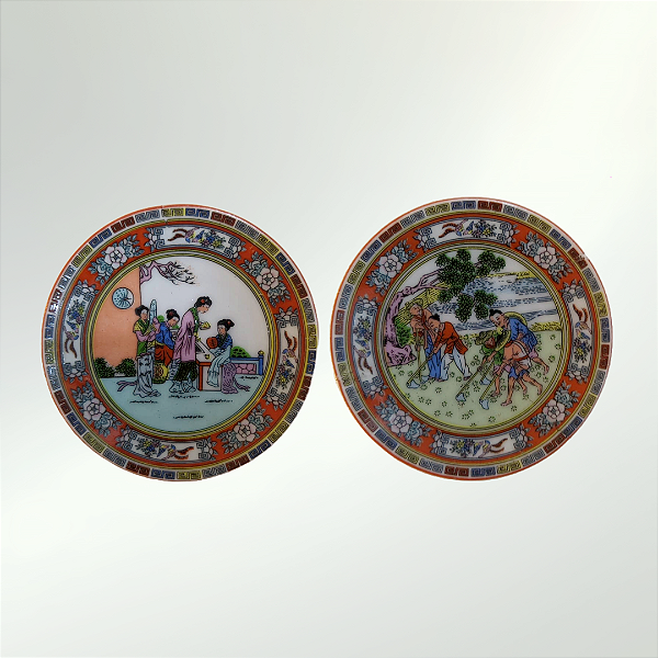 Conjunto de 2 Pratos Chinoiserie em Porcelana – Mandarin China Taiwan