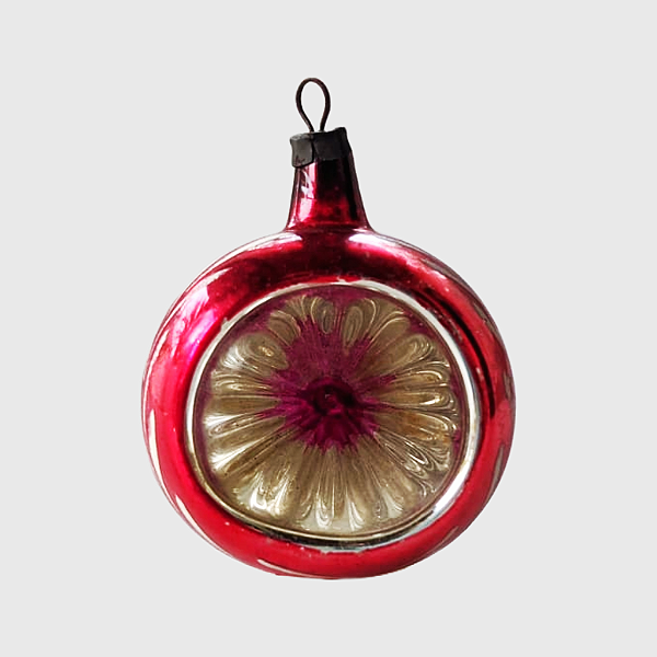 Antigo Enfeite de Natal Alemão - Bola Vermelha