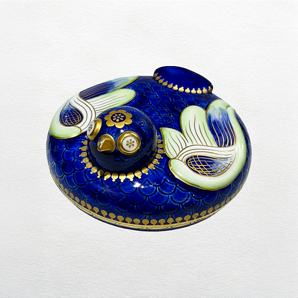 Tigela em Forma de Pássaro Mangani 1958 – Porcelana Italiana com Ouro