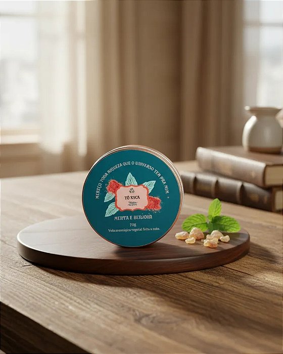 Vela Aromática Prosperidade Menta e Benjoim Pocket 70g
