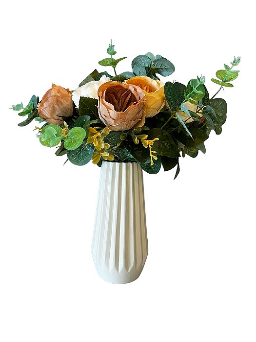 Arranjo Luxuoso Flor de Rosas Inglesas e Eucaliptos