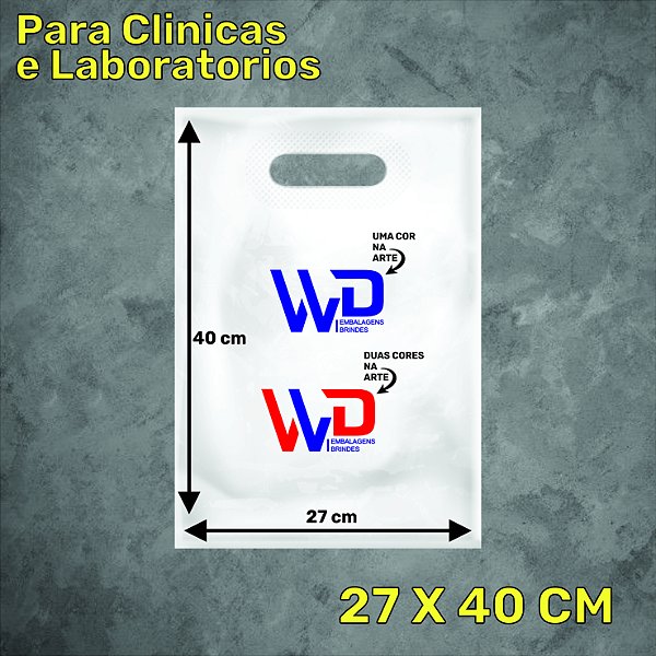 Sacola Plástica Alça Vazada - Clínica 27 X 40 cm - SUA MARCA