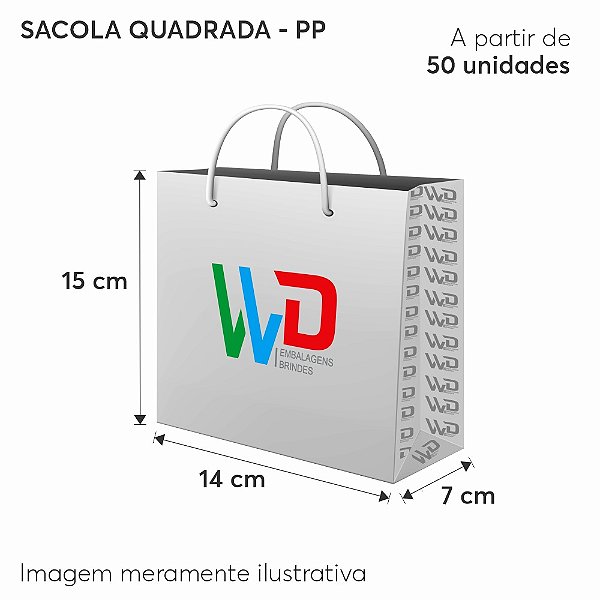 Sacola de Papel Personalizada Quadrada Tam. 15 x 14 x 07 cm - PP