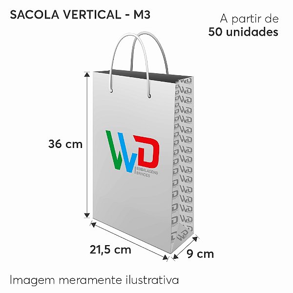 Sacola de Papel Personalizada Vertical Tam. 36 x 21,5 x 09 cm - M4