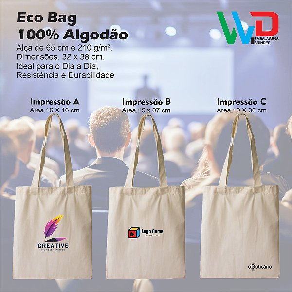 Ecobag de tecido Personalizada 32 X 38 cm - Arte Colorida