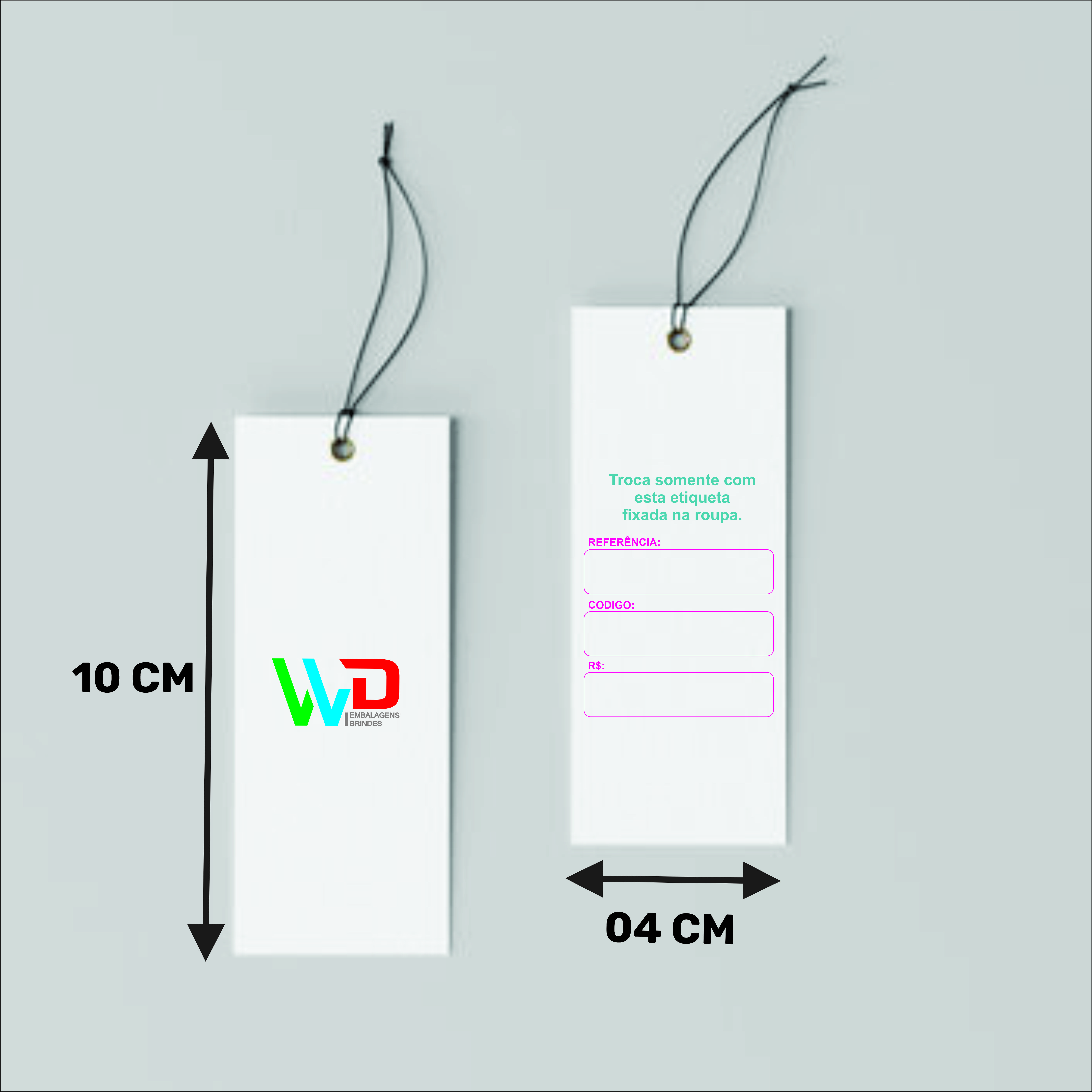 Tag de Papel para roupas 10x04 cm - com Furo