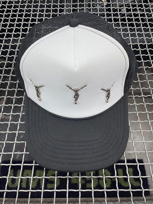 Triple Metal Jesus Trucker Hat Black