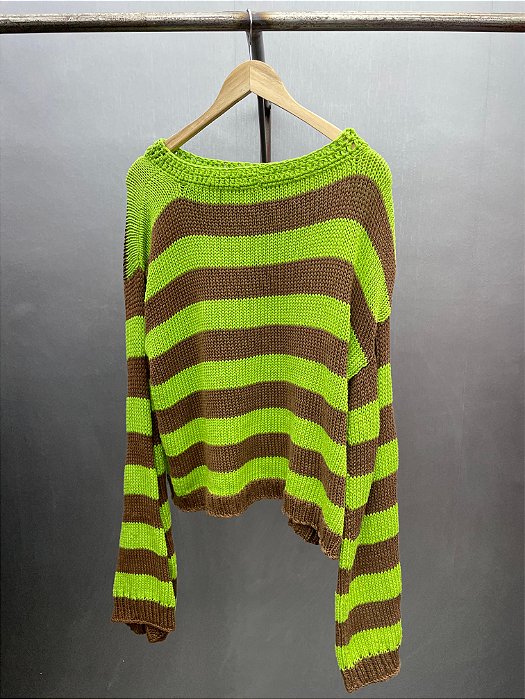 Striped Sweater verde e marrom