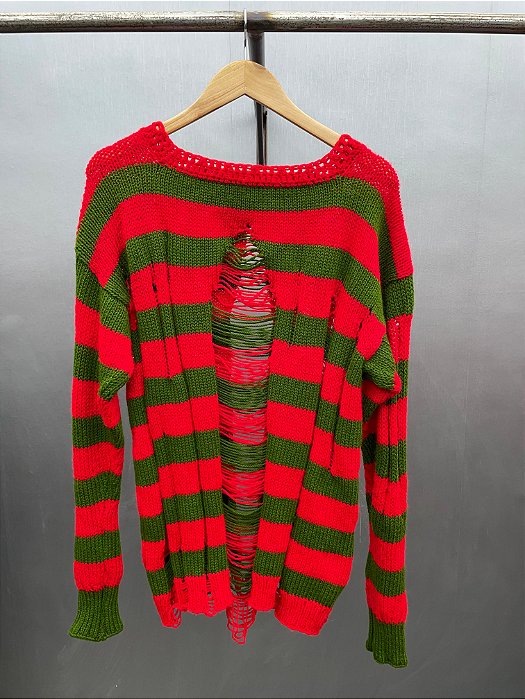 Striped Sweater vermelho e verde