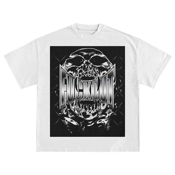 Camiseta Fuck Out Skull  - Branco