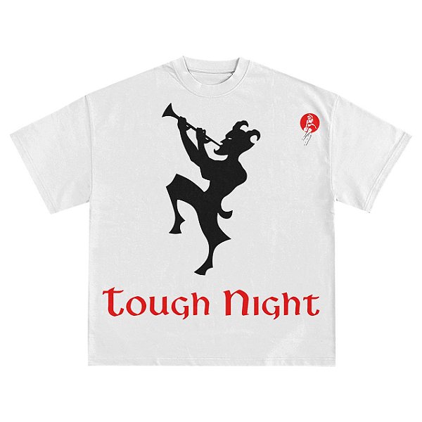 Camiseta Tough Night - Branca e Vermelha