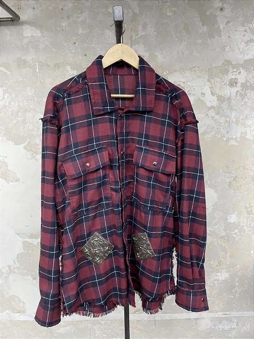 Flannel Shirt with Patch Red