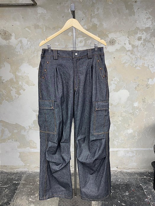 UMS 458-LL FW 25 MILITARY CARGO PANTS black raw denim