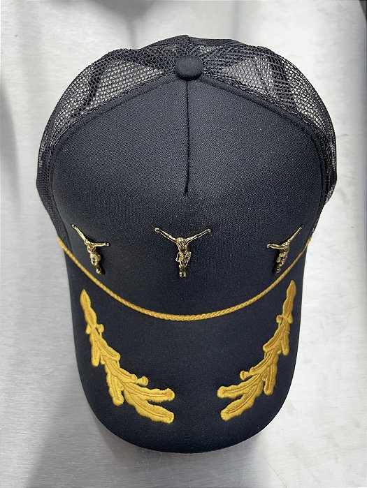 Triple Metal Jesus Hat Balck n Gold