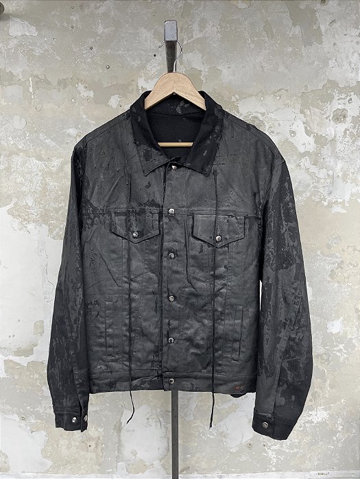 Black látex trucker Jacket
