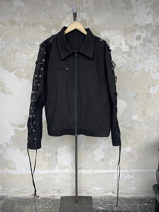 Black ripstop eyelet work jacket