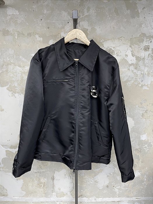 Black nylon Cuba link work jacket