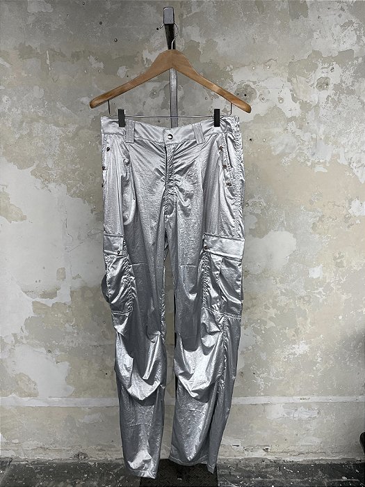 Silver nylon cargo pants