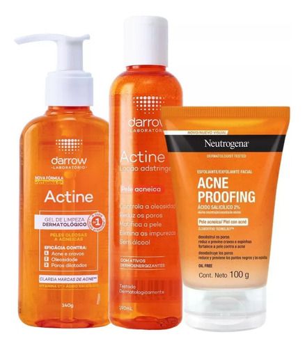 Kit Actine Facial Limpeza + Tônico + Esfoliante Neutrogena