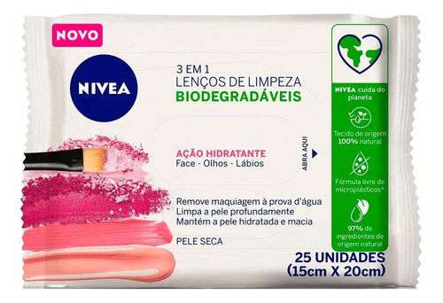 Lenços de Limpeza Facial 3 em 1 Ação Hidratante 25 un | NIVEA