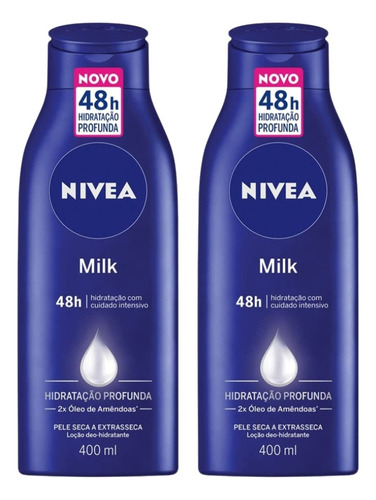 Kit 2 Loções Nivea Body Milk Hidratante Pele Seca 400ml | Nivea