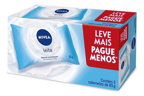 Sabonete em Barra Hidratante Leite 85g c/ 6 un. | Nivea