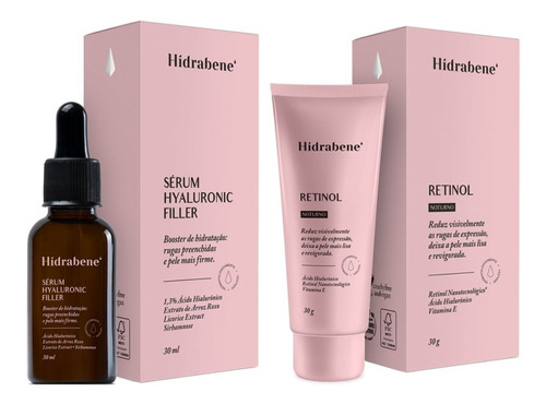 Kit Antirrugas Facial Retinol 30g + Sérum Hialurônico 30ml | Hidrabene