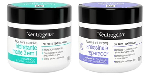 Kit Hidratante Facial Face Care Matte e Noturno 100g | Neutrogena
