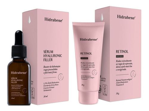 Kit Creme Retinol Noite 30g + Sérum Hyaluronic Filler 30ml | Hidrabene