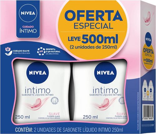 Kit 2 Sabonetes Líquidos Íntimos Suave Camomila 250ml | Nivea