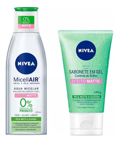 Kit Facial Matte: Água Micelar e Gel de Limpeza | Nivea