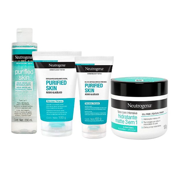 Kit Purified Skin Gel de Limpeza, Hidratante e Água Micelar| Neutrogena