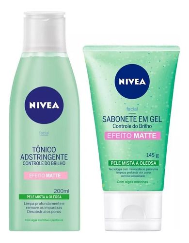 Kit Facial Efeito Matte Sabonete Gel 150ml + 200ml Tônico | NIVEA