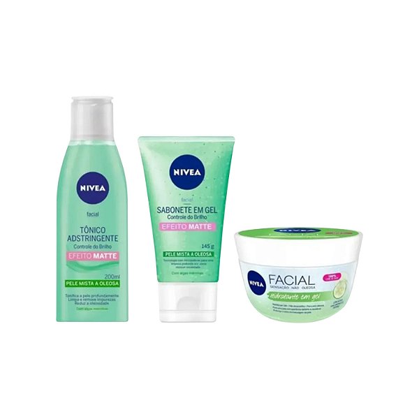 Kit Facial Efeito Matte Hidratante Gel, Tônico e Sabonete | NIVEA