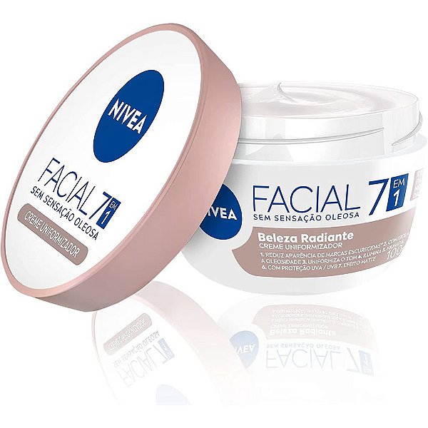 Creme Facial Hidratante Nivea Pele Negra 7 em 1 Beleza Radiante 100g - Ilumina, Hidrata e Uniformiza