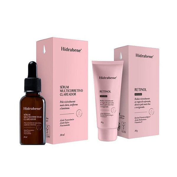 Kit Sérum Clareador 30g + Creme Retinol Noturno 30g | Hidrabene