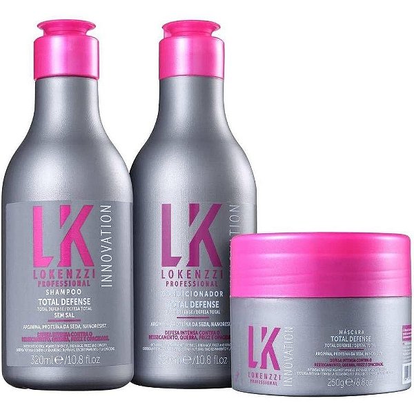 Kit Total Defense Shampoo, Condicionador e Máscara 750ml | Lokenzzi