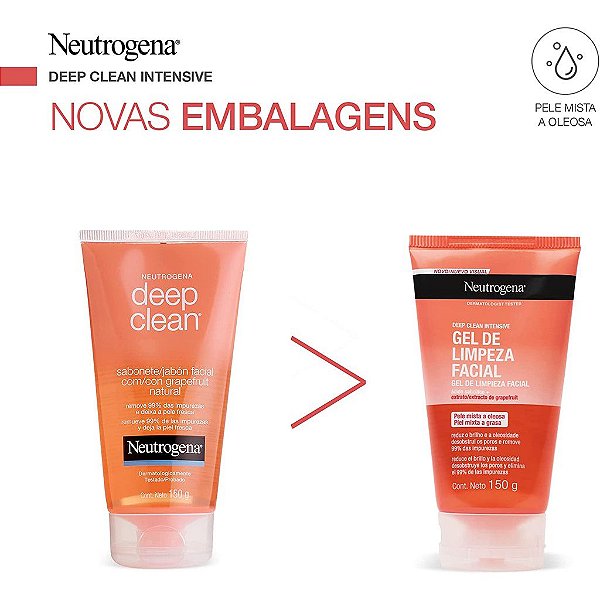 Gel de Limpeza Facial Neutrogena Deep Clean 150 g - Pele Mista e Oleosa/Reduz a Oleosidade/Limpeza Profunda