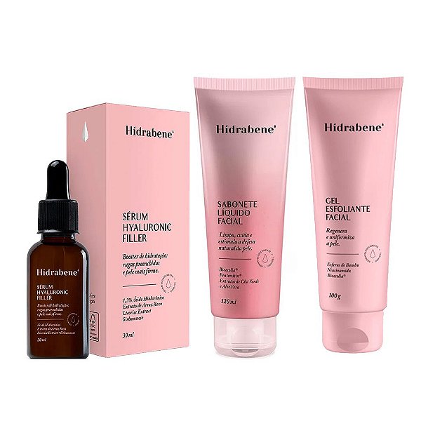 Kit Hidrabene Skin Care Sérum Hialurônico e Esfoliante | Hidrabene