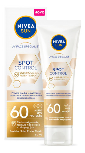 Protetor Solar Facial Luminous Sun Spot Control FPS 60 40ml | Nivea