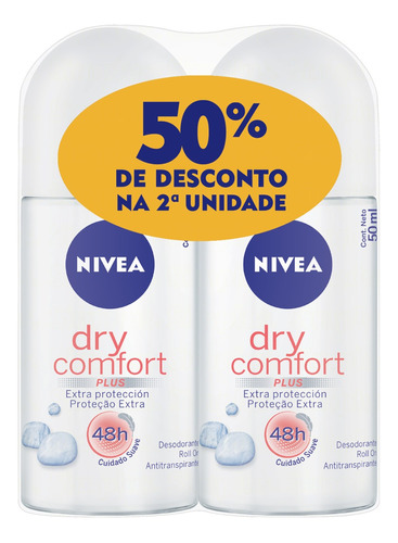 Kit 2 Desodorante Roll On Nivea Dry Comfort - 50ml