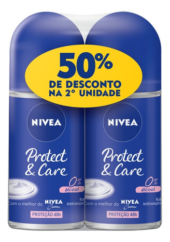 Kit 2 Desodorantes Roll-On Protect & Care 50ml | Nivea